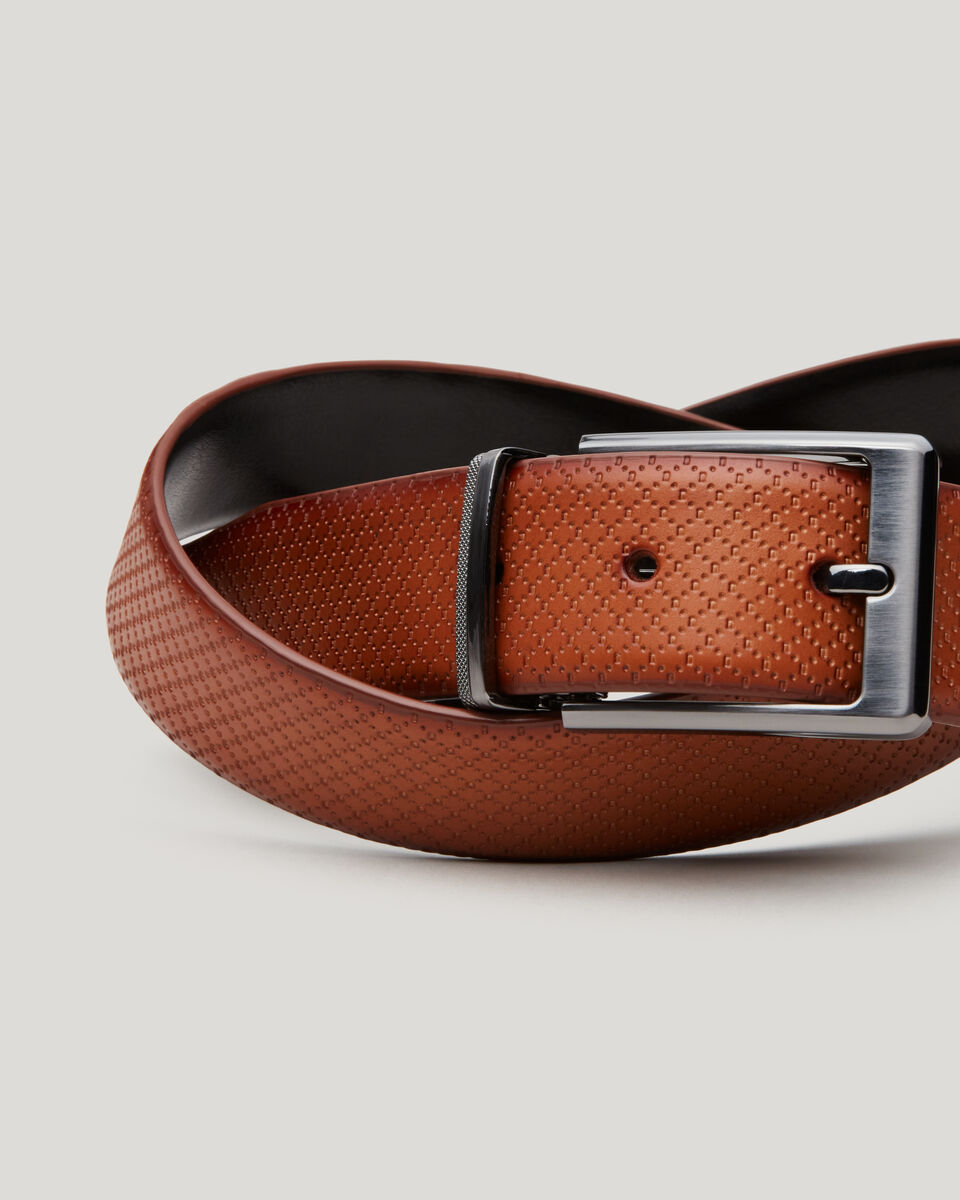 Light Tan/Black Textured Reversible Belt